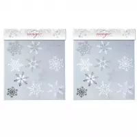 2x stuks velletjes raamstickers sneeuwvlokken 30,5 cm - Raamversiering/raamdecoratie stickers kerstversiering
