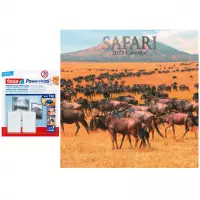 Dieren kalender 2022 safari dieren 30 cm incl. 2 zelfklevende ophanghaken - Maandkalenders/jaarkalenders - Wandkalenders