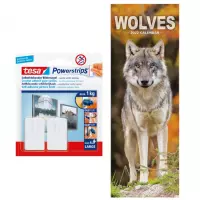 Dieren kalender 2022 wolven 15 x 42 cm incl. 2 zelfklevende ophanghaken - Maandkalenders/jaarkalenders - Wandkalenders