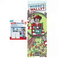 Cartoon kalender 2022 Where's Wally? 15 x 42 cm incl. 2 zelfklevende ophanghaken - Maandkalenders/jaarkalenders - Wandkalenders