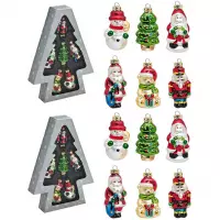 Set van 12x stuks kersthangers figuurtjes 8 cm - Kerstboomversiering - Kerst ornamenten