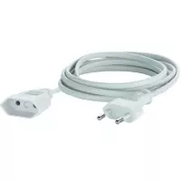 1x Verlengsnoer/kabel plat 5 meter wit voor binnen - Verlengsnoeren/verlengkabels plat - 500 cm - Elektriciteitskabels voor binnenshuis