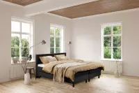 Beddenleeuw Boxspring Bed Isabella - 140x210 - Incl. Pocketmatras + Hoofdbord - Skai Zwart