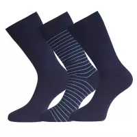 Sokken Beau (3-pack) - Navy breed lichtblauw gestreept 35-40