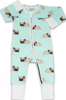 Zipster Franse Bull - Baby Romper - Bamboe - Met tweerichtingsrits - Maat 68-80