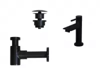 INK Versus fonteinpack 360x90x180 mm, quartz, afzetplateau rechts, incl. fonteinkraan, design sifon, design plug en montageset, beton/mat zwart