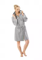 Rits badjas dames kort – met capuchon – lichtgewicht – dun – sauna - grijs - maat XL