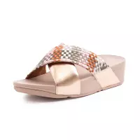 FitFlop™ Lulu Silky Weave Slides Coral Pink - Maat 38