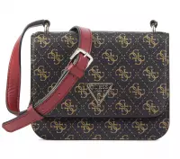 GUESS Dames Leren  Effen Crossbodytas  - Noelle crossbody - Bruin