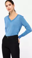 LOLALIZA Trui met V-hals en lurex - Blauw - Maat M