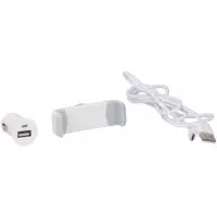 All-Ride Losse USB Autolader Met Micro USB Kabel & Telefoonhouder - Wit