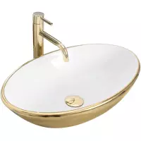 REA Pamela Opzetwastafel - Waskom - 53 x 33 x 15 cm - Glans Wit - Goud