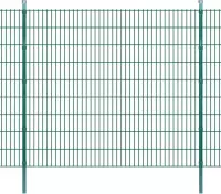 Dubbelstaafmatten en palen 2008x1830 mm 16 m groen