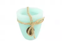 Kaars beker rond Tonnie S turquoise