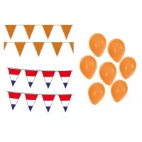 Ek Holland versiering voor Ek voetbal met ballonnen en totaal 100 meter vlaggenlijnen
