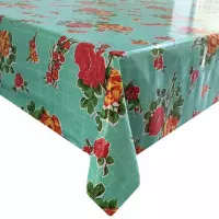 Buiten tafelkleed/tafelzeil mintgroen/rozen 120 x 180 cm rechthoekig -  Kitsch Kitchen - Tuintafelkleed tafeldecoratie