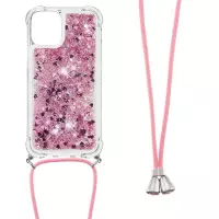 Lunso - Backcover hoes met koord - iPhone 13 - Glitter Rose Goud