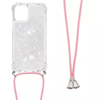 Lunso - Backcover hoes met koord - iPhone 13 Pro - Glitter Zilver