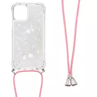 Lunso - Backcover hoes met koord - iPhone 13 Pro Max - Glitter Zilver