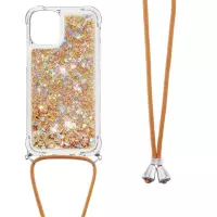 Lunso - Backcover hoes met koord - iPhone 13 Pro Max - Glitter Goud