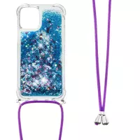 Lunso - Backcover hoes met koord - iPhone 13 Pro Max - Glitter Blauw