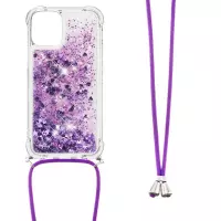 Lunso - Backcover hoes met koord - iPhone 13 Mini - Glitter Paars