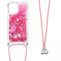 Lunso - Backcover hoes met koord - iPhone 13 Pro Max - Glitter Roze