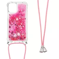 Lunso - Backcover hoes met koord - iPhone 13 Mini - Glitter Roze