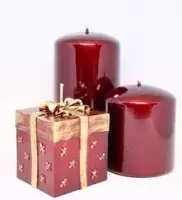 Rood glanzende kaarsen cadeau set