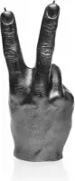 Staal gelakte Candellana figuurkaars, design: Hand Peace Hoogte 21 cm (30 uur)