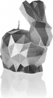 Zilver gelakte figuurkaars, design: Konijn Hoogte 9 cm (12 uur)