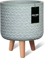 MA'AM Eve - bloempot op poten - pastel groen 37x30 (H40 op poten) duurzaam (FSC) - modern/ trendy