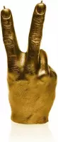 Goud gelakte Candellana figuurkaars, design: Hand Peace Hoogte 21 cm (30 uur)