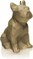 Goudbruin gelakte figuurkaars, design: Bulldog Poly Hoogte 15 cm (24 uur)