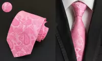 Roze luxe stropdas met Paisley motief