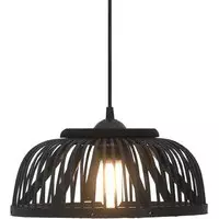 vidaXL Hanglamp halfrond 40 W E27 37x15.5 cm bamboe zwart