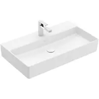 Villeroy & Boch Memento 2.0 wastafel onderzijde geslepen 80x47cm zonder overloop 1 kraangat ceramic+ stone white 4A228LRW