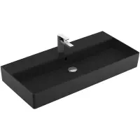 Villeroy & Boch Memento 2.0 wastafel voor handdoekhouders 100x47cm met overloop 1 kraangat ceramic+ ebony 4A22A5S5