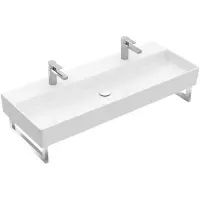 Villeroy & Boch Memento 2.0 wastafel voor handdoekhouders 120x47cm zonder overloop 2 kraangaten wit 4A22C101