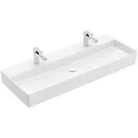 Villeroy & Boch Memento 2.0 wastafel onderzijde geslepen 120x47cm zonder overloop 2 kraangaten stone white 4A22CGRW