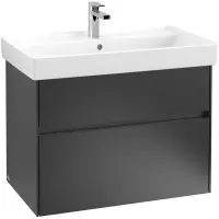 Villeroy & Boch Collaro wastafelonderkast 75.4x54.6cm 2 lades Black matt c010l0pd