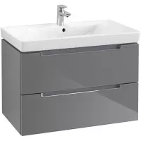 Villeroy & Boch Subway 2.0 wastafelonderkast 78.7x52cm 2 lades Glossy grey a69610fp