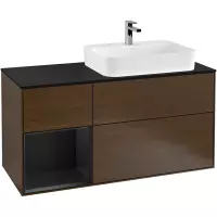 Villeroy & Boch Finion wastafelonderkast 120x60.3cm 3 lades Walnut g392pdgn