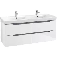 Villeroy & Boch Subway 2.0 wastafelonderkast 128.7x52cm 4 lades Glossy white a69910dh