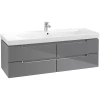 Villeroy & Boch Subway 2.0 wastafelonderkast 128.7x42cm 4 lades Glossy grey a69110fp