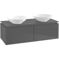 Villeroy & Boch Legato wastafelonderkast 120x38cm 2 lades Glossy grey b58300fp