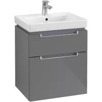 Villeroy & Boch Subway 2.0 wastafelonderkast 53.7x59cm 2 lades Glossy grey a90800fp