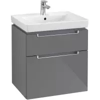 Villeroy & Boch Subway 2.0 wastafelonderkast 58.7x59cm 2 lades Glossy grey a90900fp