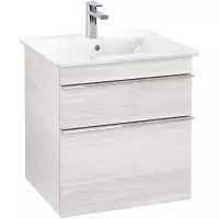 Villeroy & Boch Venticello wastafelonderkast 55.3x59cm 2 lades White wood a92301e8