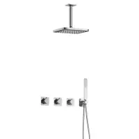 Hotbath Gal Complete thermostatische douche InBouwSet Gal met 2 stopkranen met Plafondbuis Chroom IBSGL70CR2